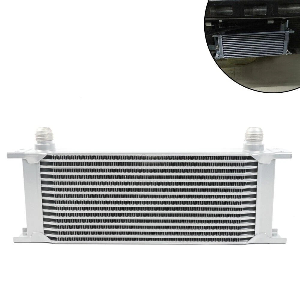 15 Row Aluminum Engine Transmission Oil Cooler Kit with 10AN Hose Fittings