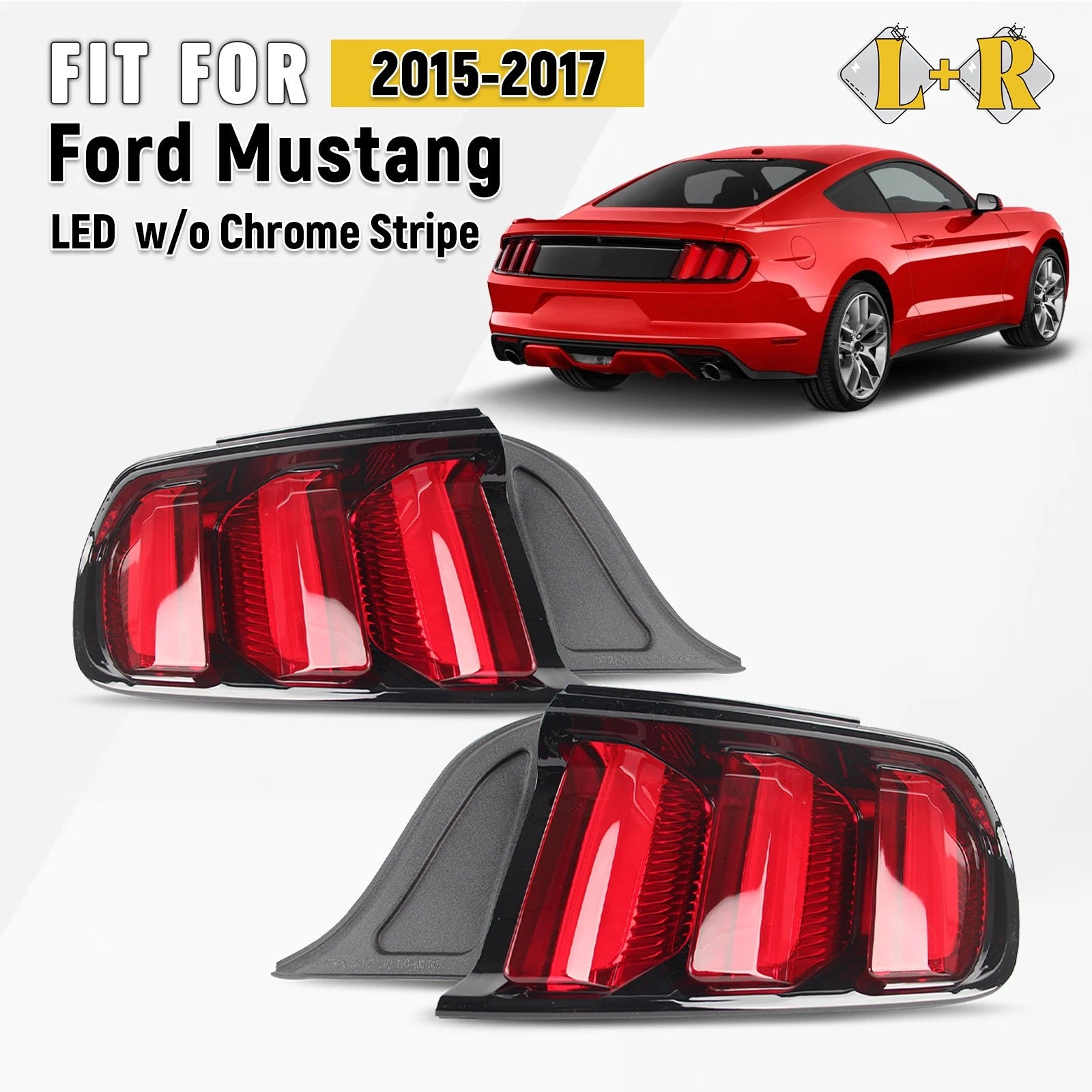 LED Tail Light Set for Ford Mustang (2015–2017) Black Left + Right