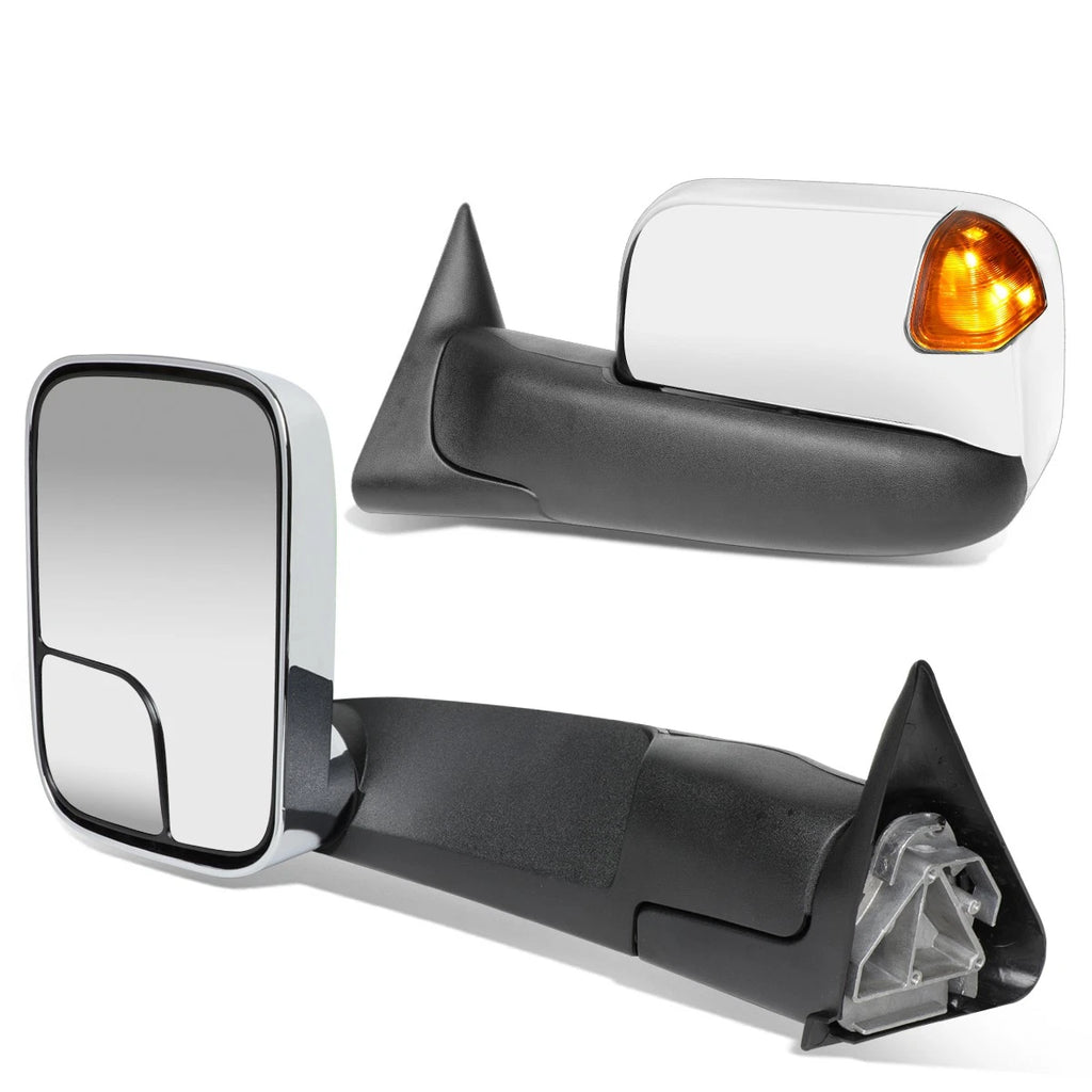Pair of Chrome Powered Side Towing Mirrors with LED for Dodge RAM (1994–1997)
