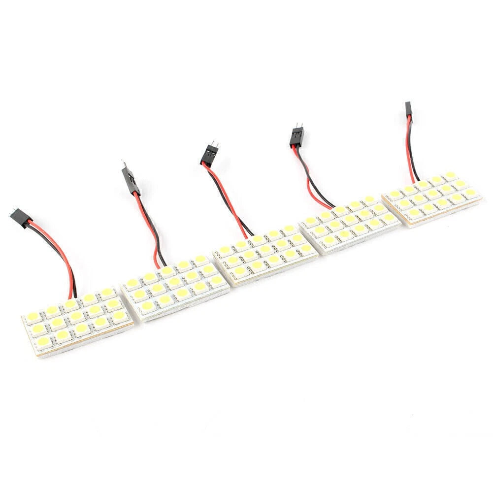 5X White LED 5050 15SMD Dome Light + Festoon T10 BA9S Adapter for Universal