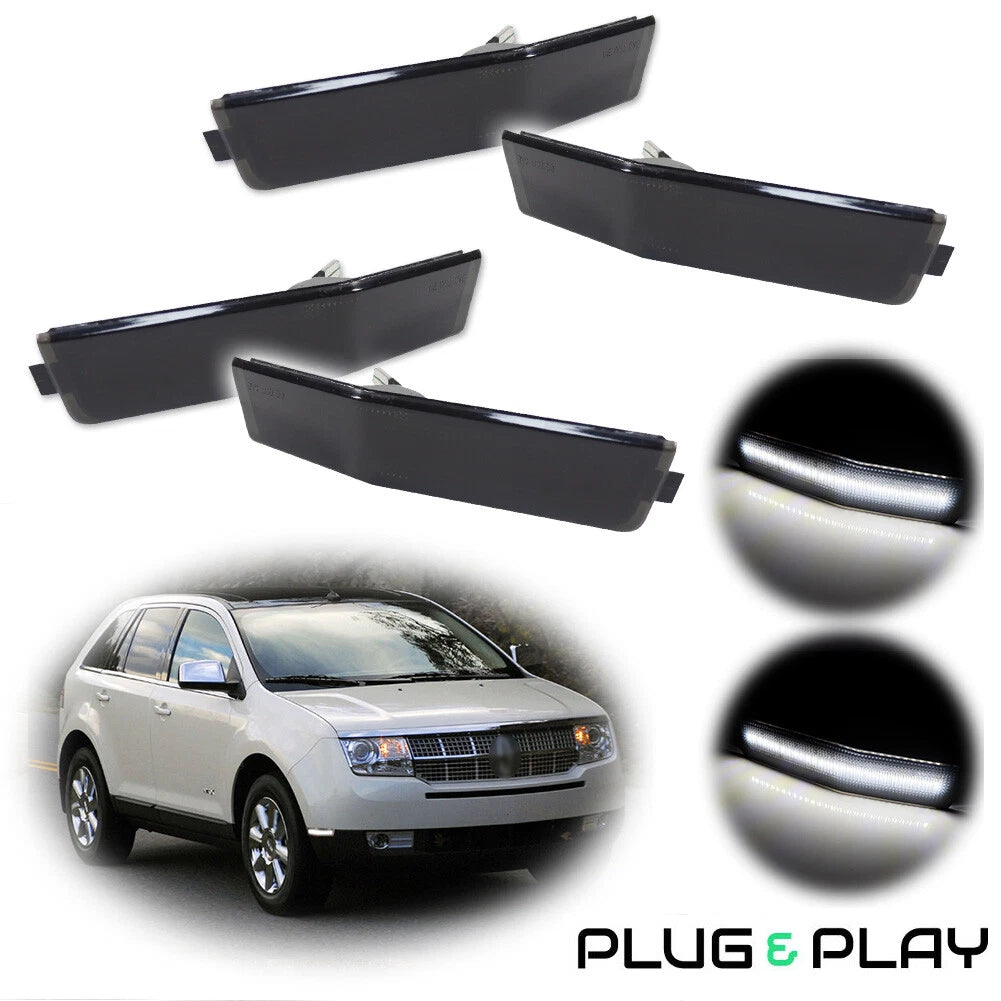 Set of 4 Smoke Lens White LED Side Marker Lights for Lincoln MKX (2007–2010)