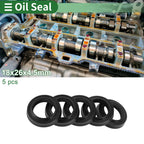 Set of 5 Oil Seal Ring Rotary Shaft Seal NBR Rubber 18x26x4.5mm