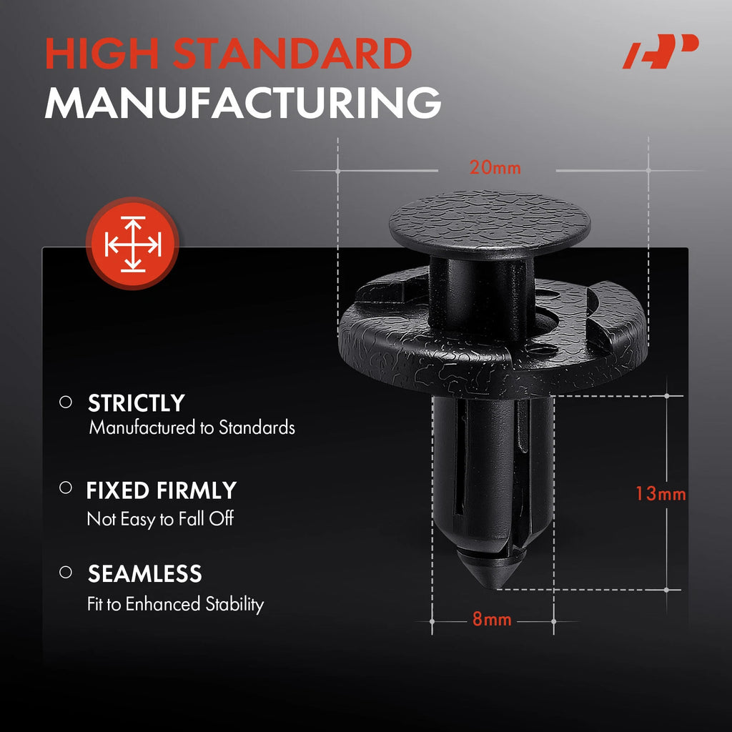 30pcs 8mm Black Nylon Push-On Retainer Fasteners for Nissan Infiniti