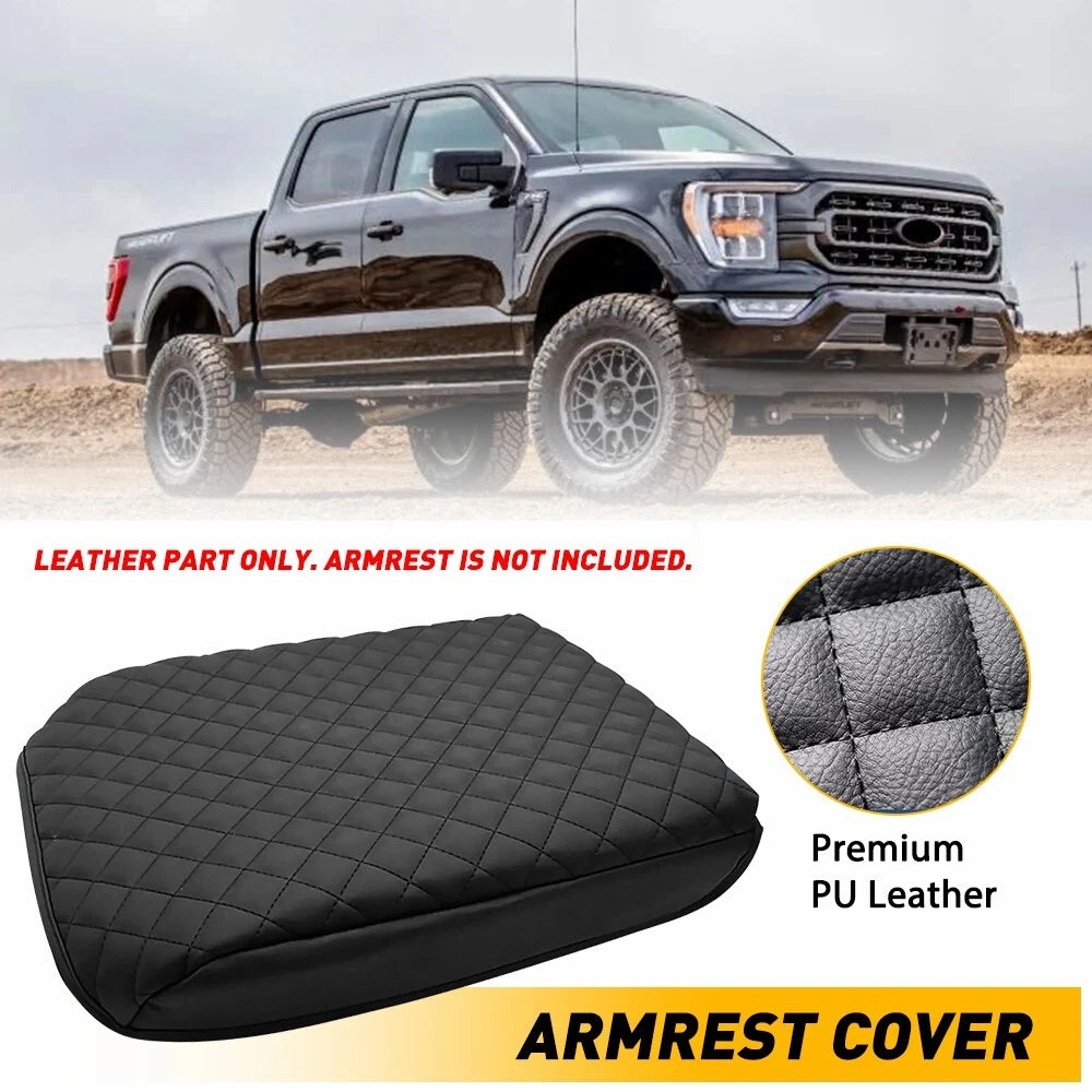 Leather Center Console Lid Armrest Cover for Ford F150 (2021–2023)