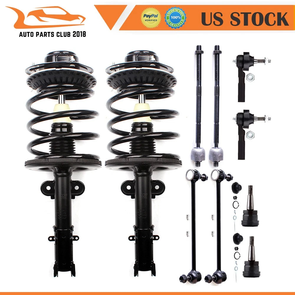 Front struts, tierods, sway bar for Chrysler Town & Country, Dodge Caravan (2001–2007)