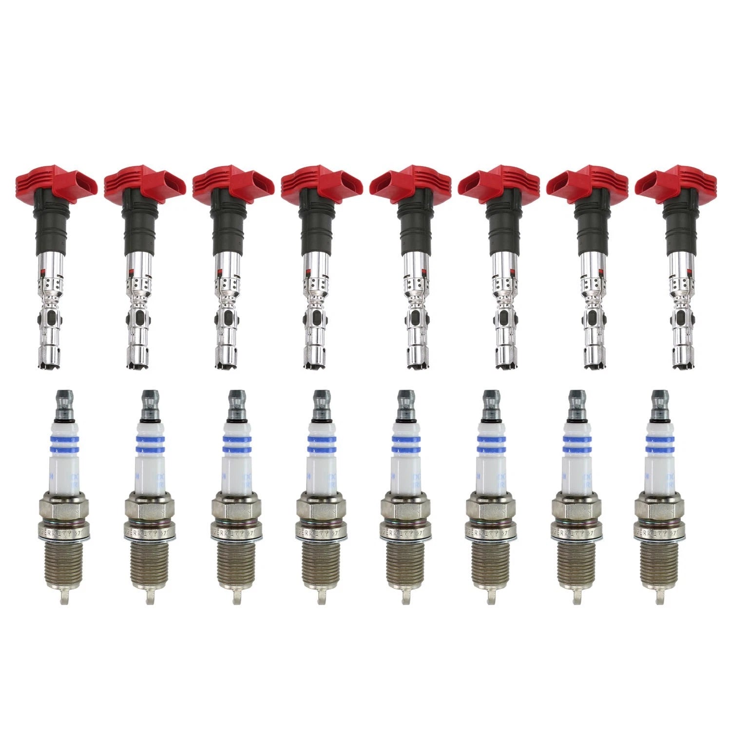 Set of 8 Ignition Coils & Bosch Iridium Spark Plugs for A8 Quattro Touareg (2004–2009)