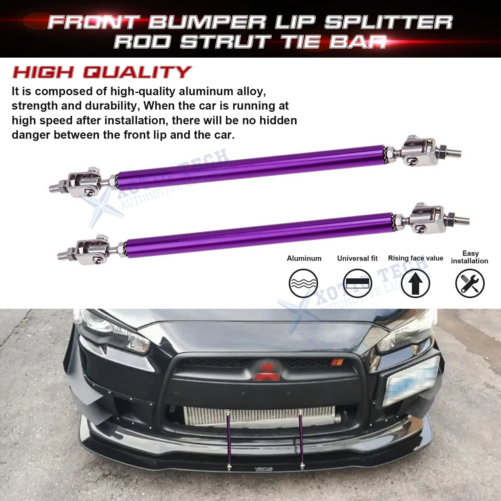 Front Bumper Splitter Support Bars for Dodge Charger Challenger (2015-2023)