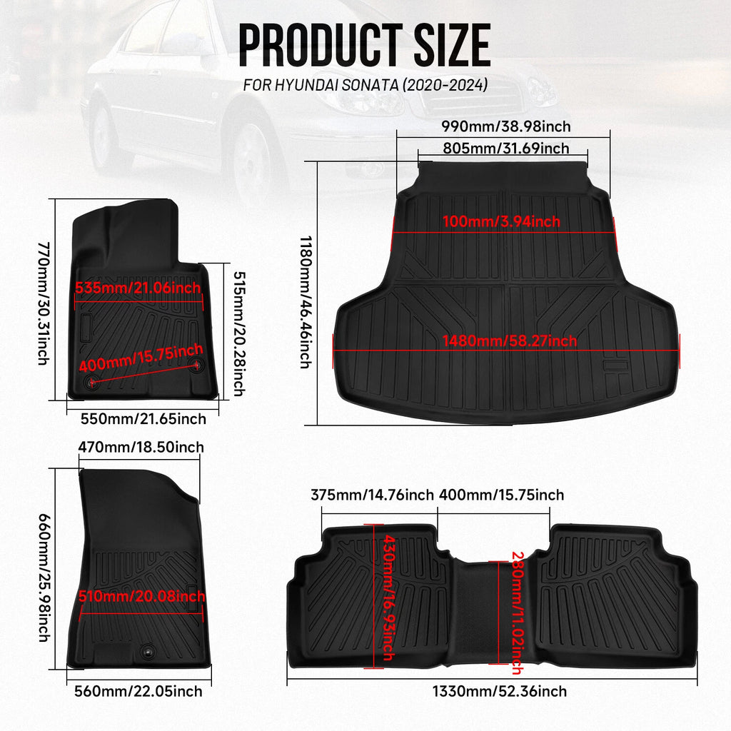 All Weather Floor Mats Trunk Cargo Liner for Kia K5 (2021–2025)