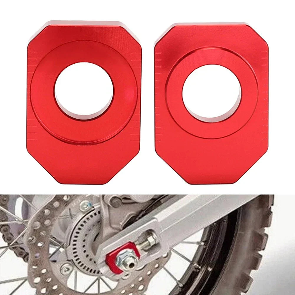 Red CNC Rear Axle Blocks Chain Adjusters for HONDA CRF 300L Rally (2021-2023)