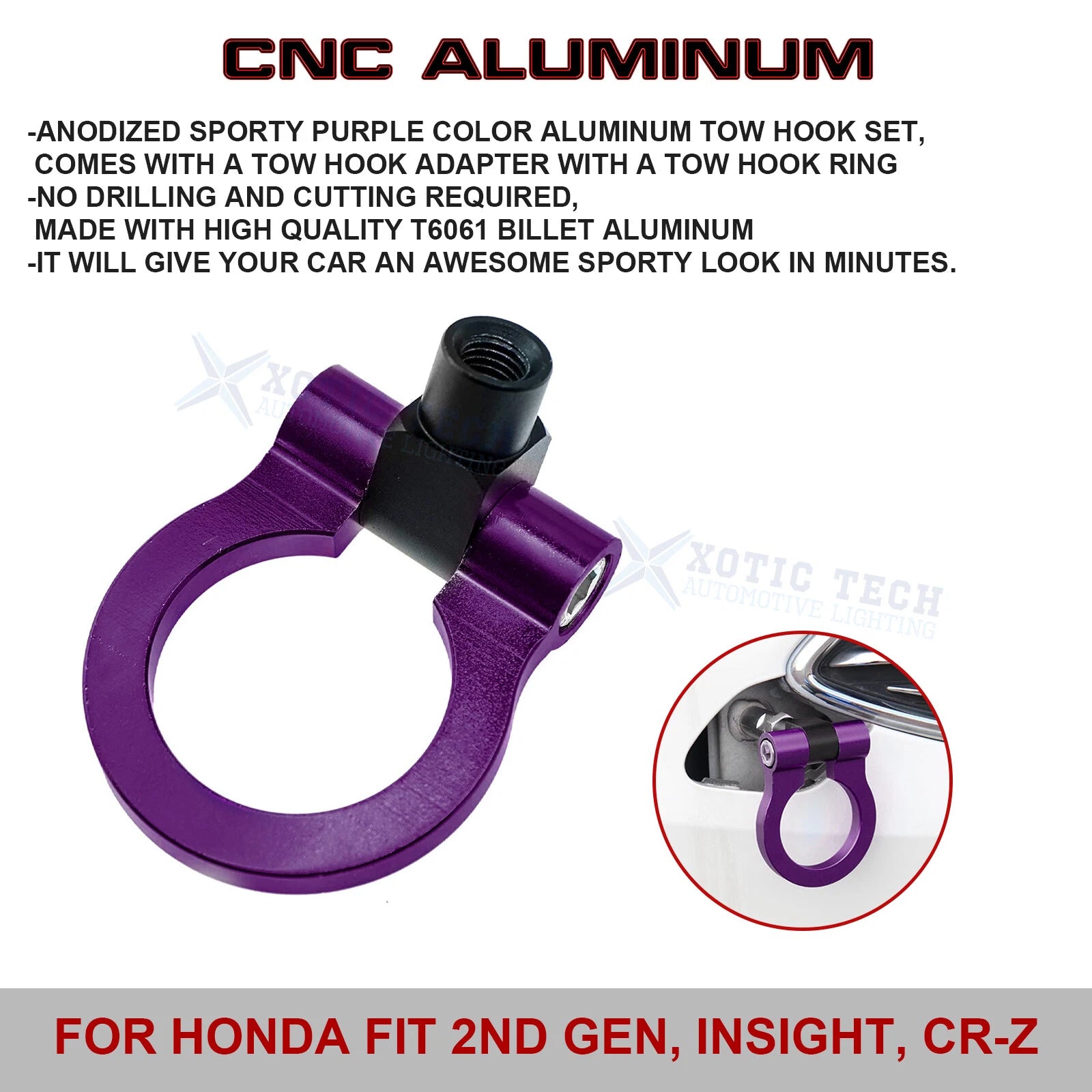 JDM Track Racing Style Tow Hook For Honda Fit 2015-2020, Insight 2010-2011