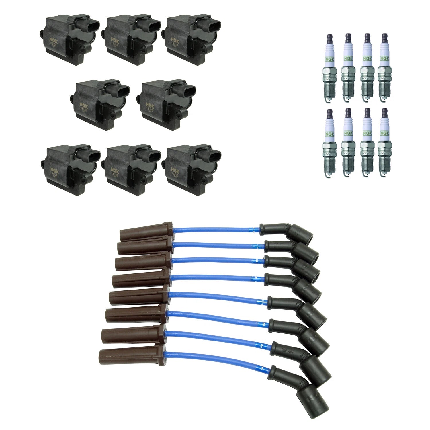 Set of 8 Ignition Coil Wires & Platinum Spark Plugs for Tahoe Silverado 1500 (2007–2014)