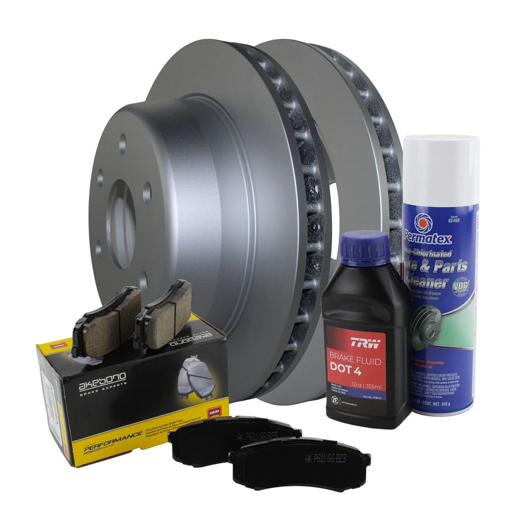 Rear Brake Kit 330mm Disc Rotors & Akebono Ceramic Pads for Cadillac Chevy GMC