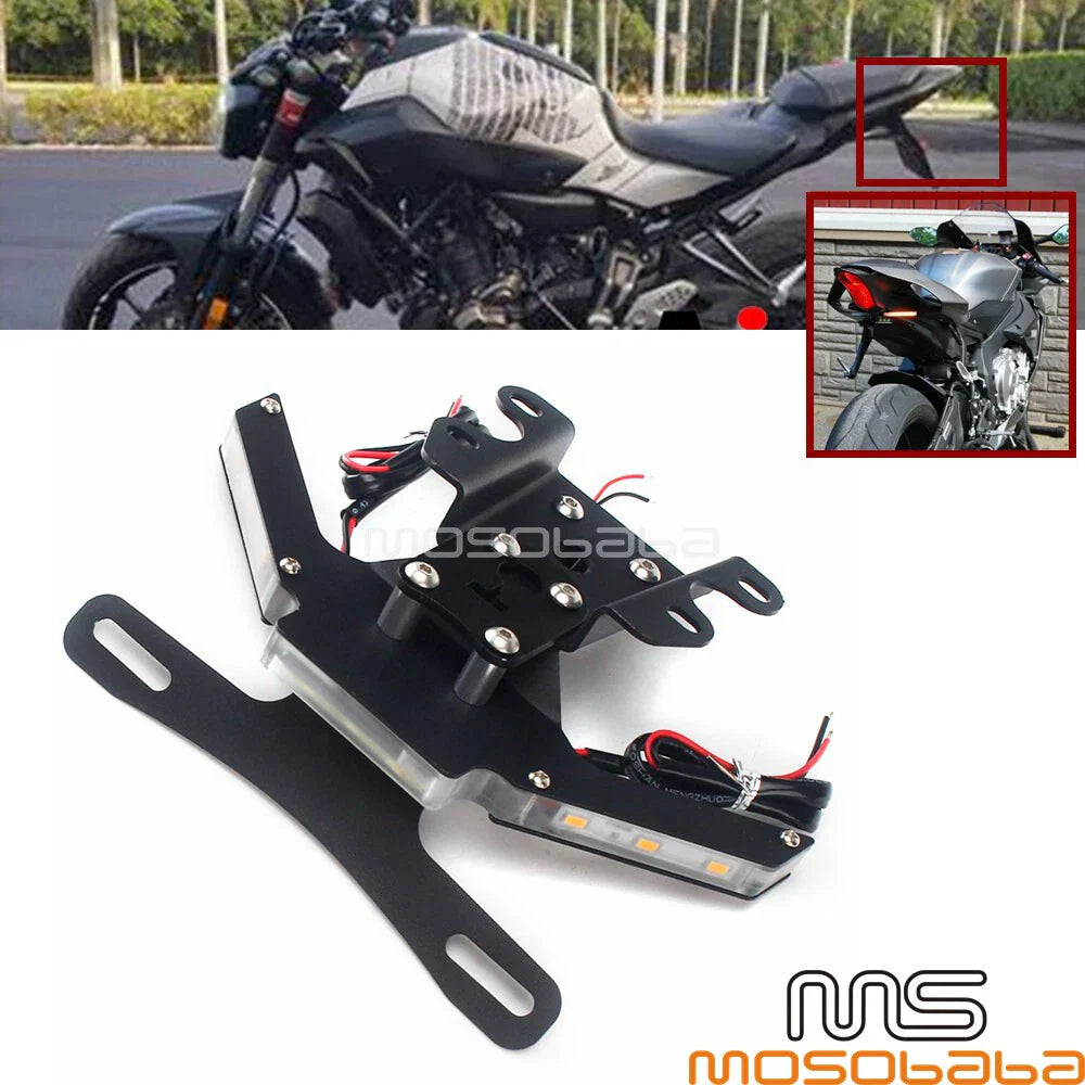 Rear Tail Tidy License Plate Holder LED Turn Signal Light for Yamaha MT-07 (2014-2023)