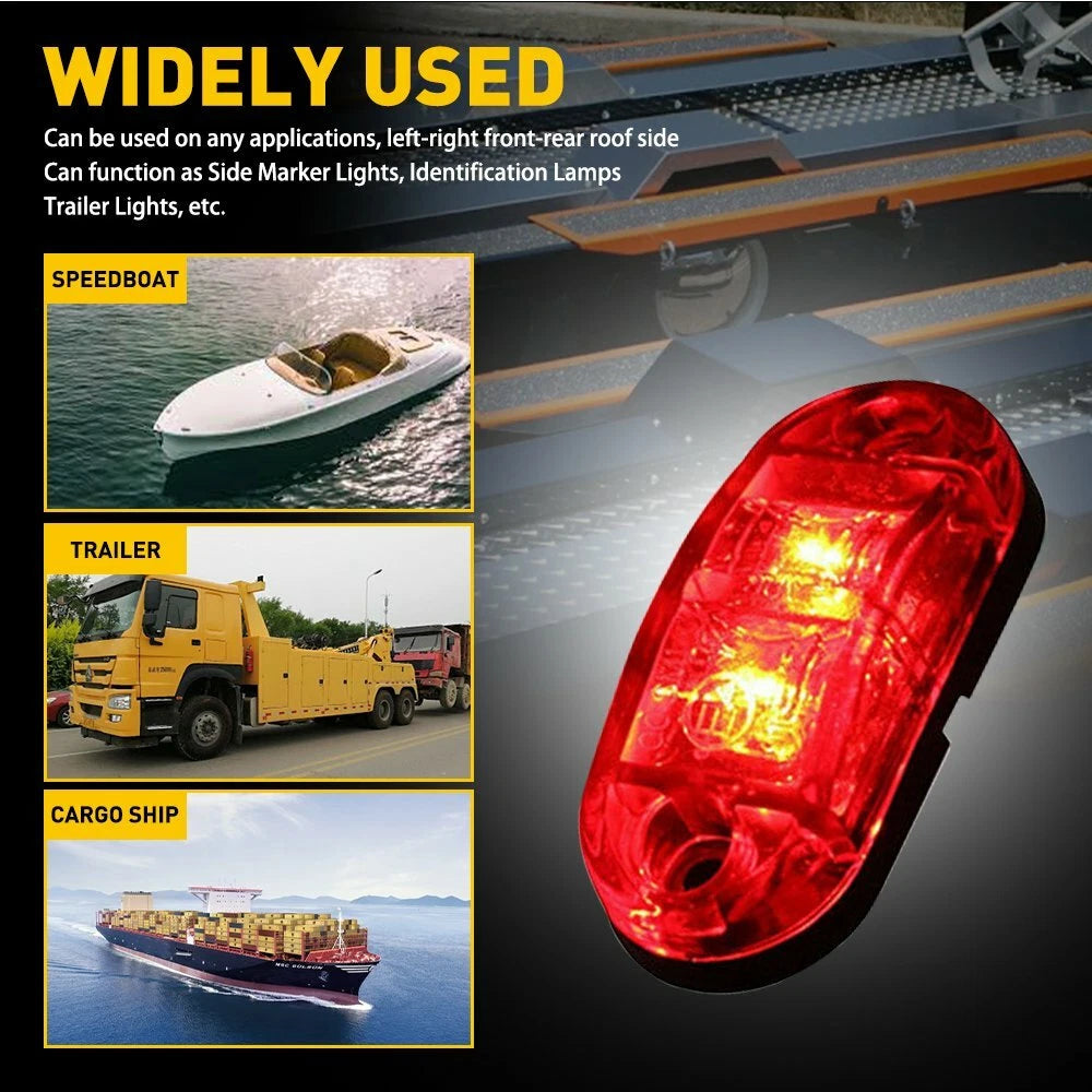 10X LED Oval Marker Lights for Truck Trailer (12V)
