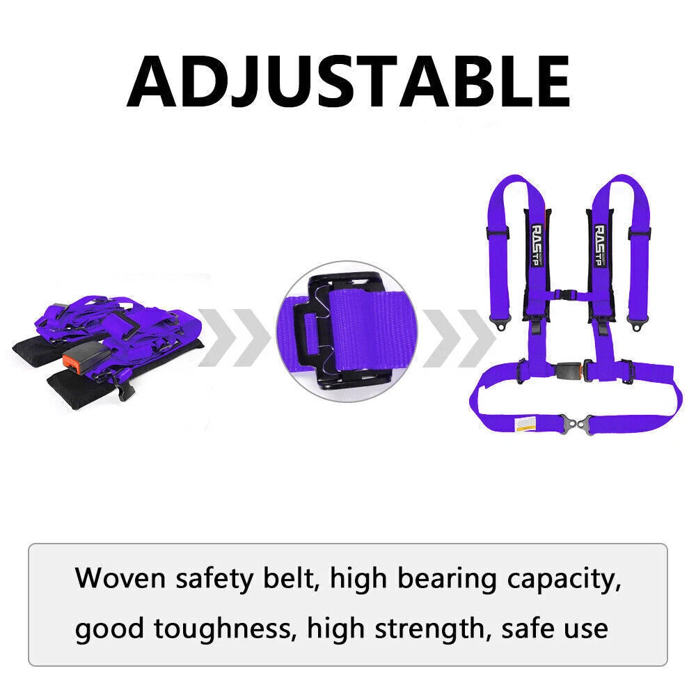 Set of 2 Purple 4-Point Racing Seat Belt Harnesses for ATV