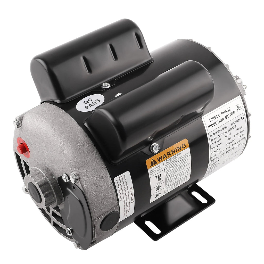 3.7 HP Air Compressor Motor Single Phase 3450 RPM 56 Frame 5/8" Shaft Diameter