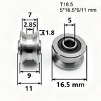 T16 Track Pulley Bearing Set for Sliding Rollers (Stainless Steel)