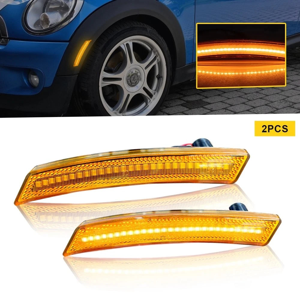 2X Yellow Amber LED Front Fender Side Marker Light for MINI Cooper (2007–2015)