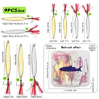 9PCS Metal Willow Leaf Fishing Lures Sinking Bait for Freshwater Bass