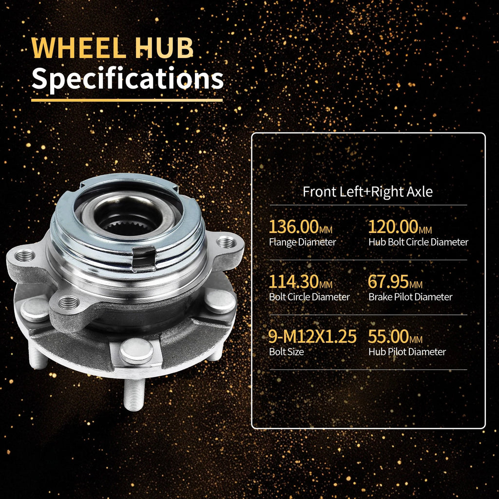 Front Wheel Bearing and Hub Assembly for Nissan Maxima Altima (2013-2018)