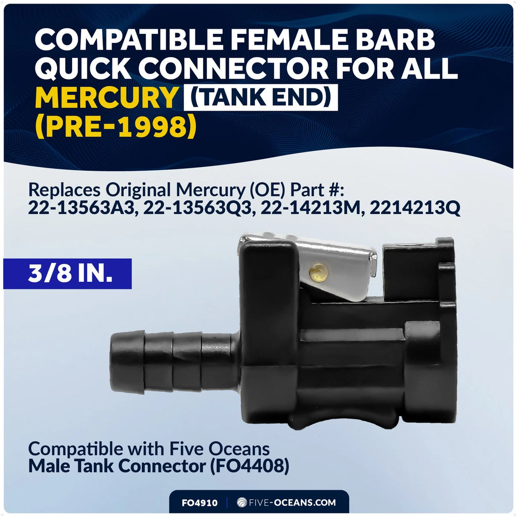 3/8" Barb Female Fuel Connector for Mercury Engine & Tank Pre-1998