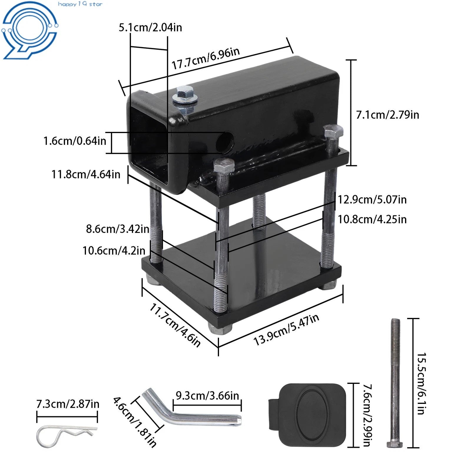 4" Square RV Bumper Receiver Adapter for Hitch Mount Bike Rack