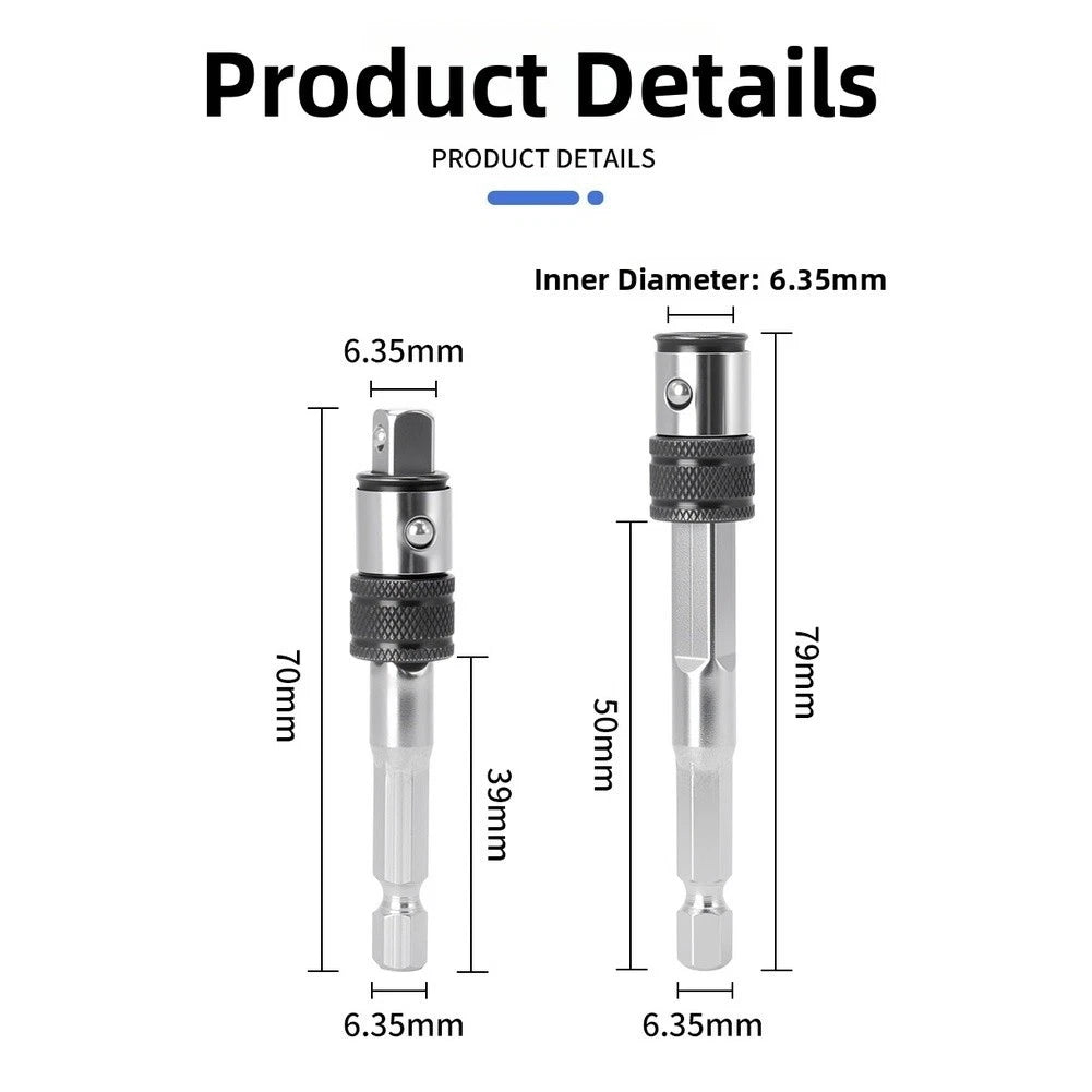 1/4in Hex to Square Socket Conversion Adapter for Drills