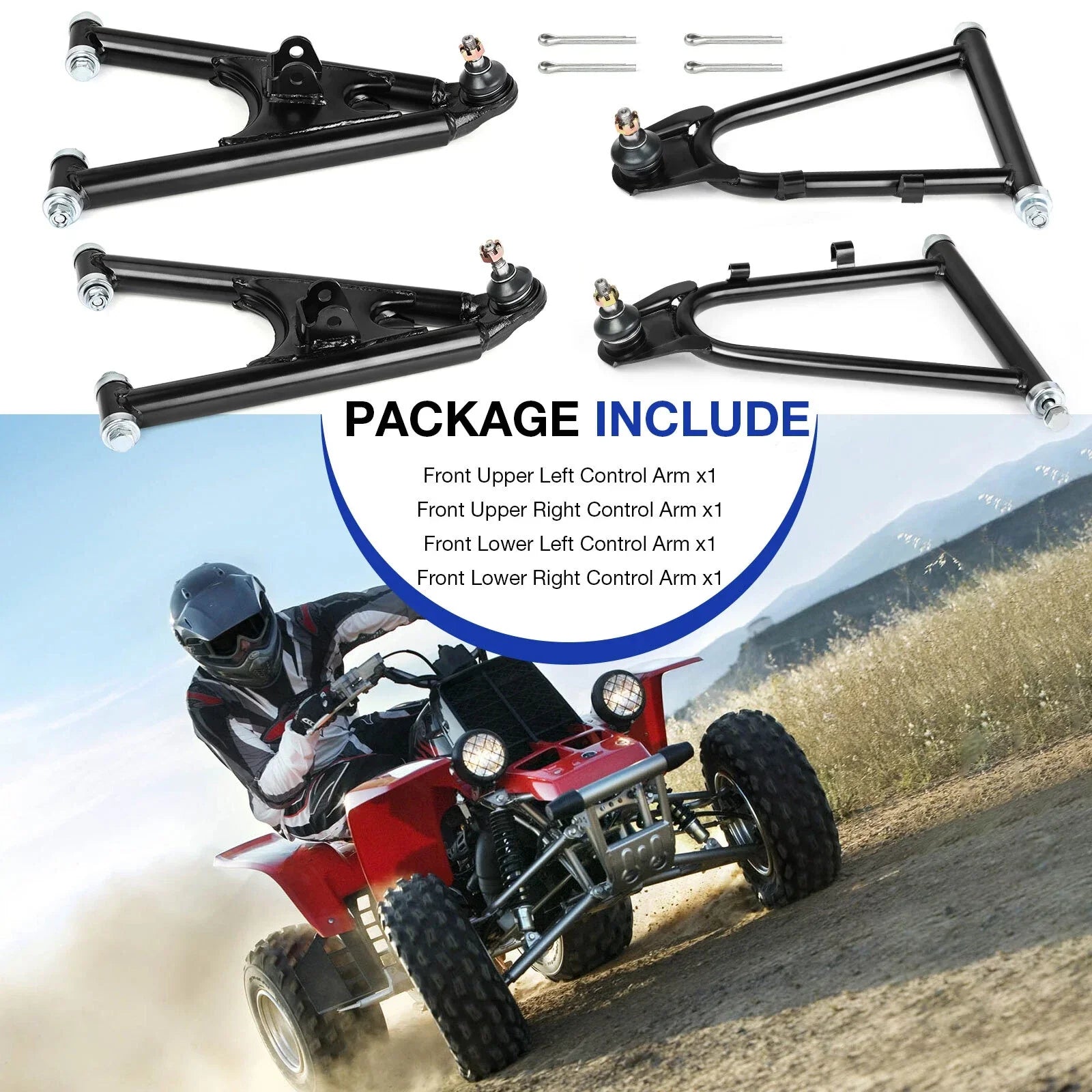 Front Upper and Lower Control A-Arms Set for Yamaha Banshee 350 (1987–2006)