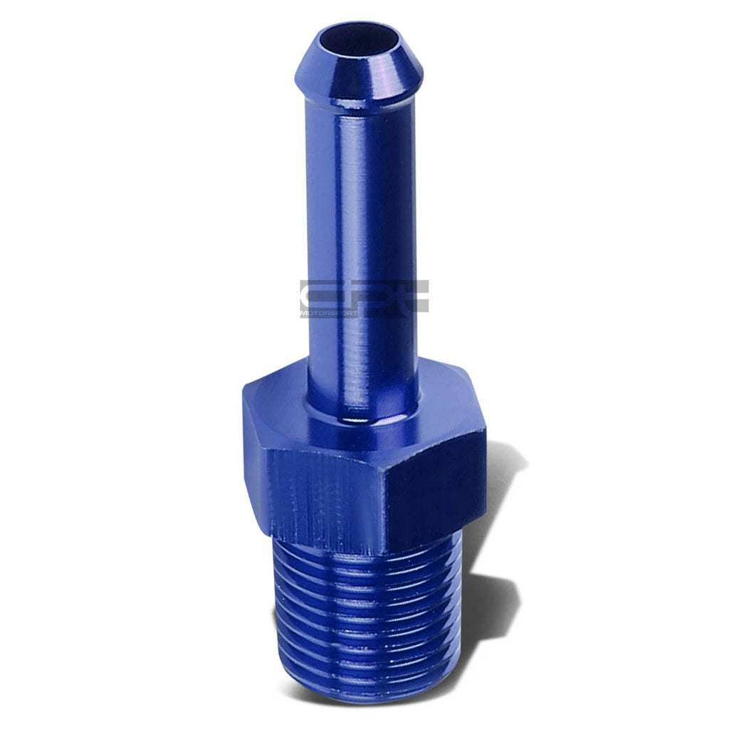 1/8" NPT Male Straight to 1/4" Hose Barb Nipple Fitting (Blue Aluminum)