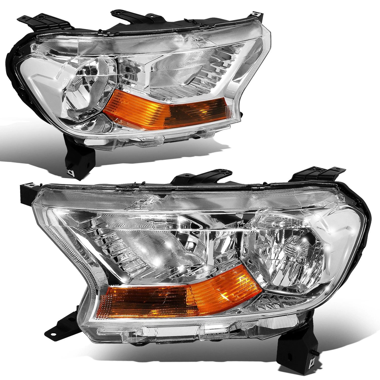 Factory Style Headlights for Ford Ranger XL XLT (2019–2023) - Chrome/Amber