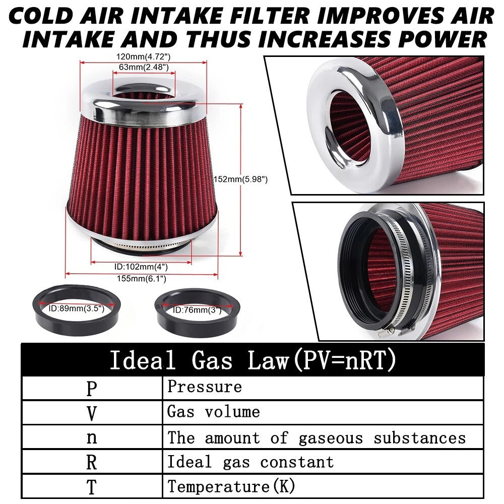Cold Air Intake Cone Filter for Red 3"/3.5"/4" Models
