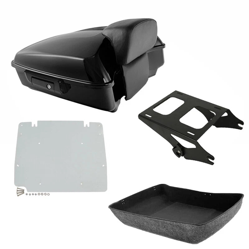 Chopped Trunk Black Mount Rack Plate for Harley Touring Street Road Glide (2014–2026)