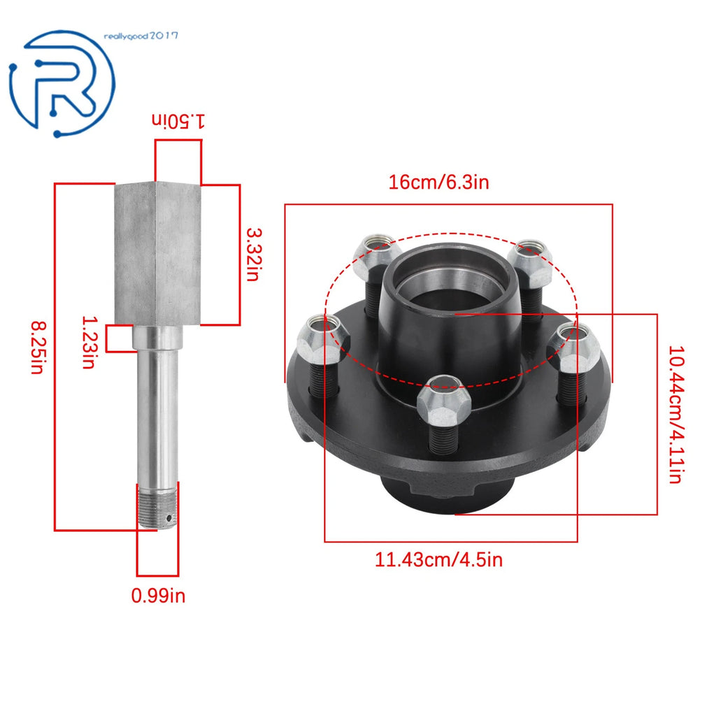 Pair of Spindle Assembly with 5-Bolt Hub for Make Model
