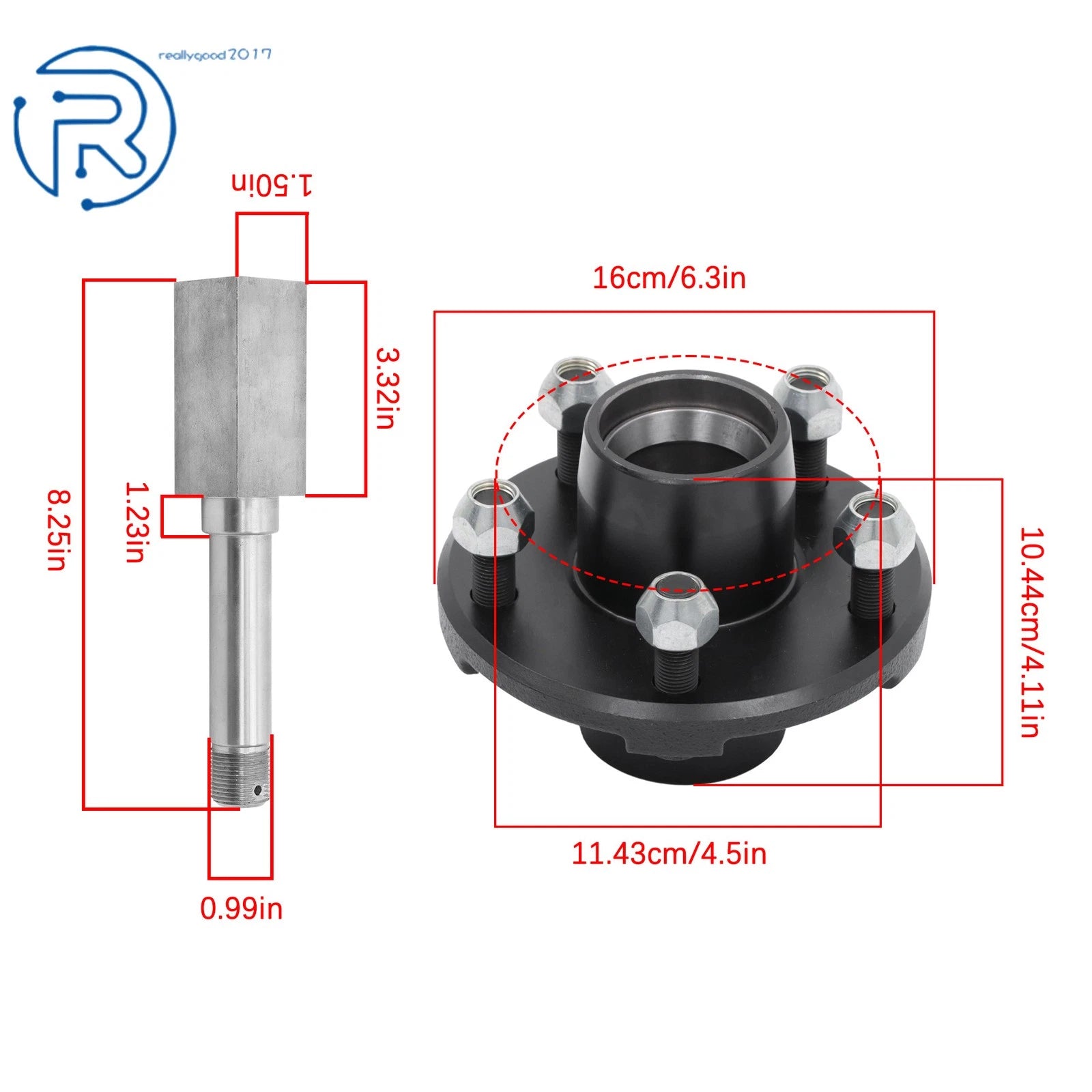 Pair of Spindle Assembly with 5-Bolt Hub for Make Model
