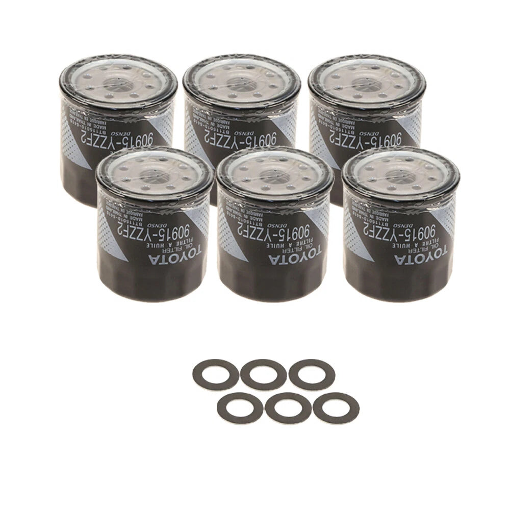 Set of 6 Engine Oil Filters & Drain Plug Gaskets for Toyota Scion Lexus