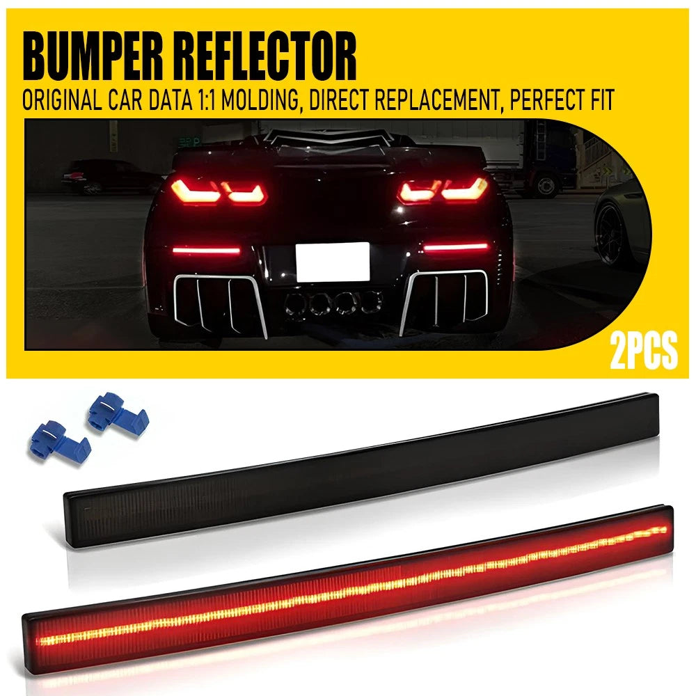 Smoked Red LED Rear Bumper Reflector Lights for Chevrolet Corvette C7 (2014–2019)