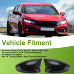 1 Pair Mirror Cover Cap for Honda Civic LX EX Sport Si (2016–2021) Black