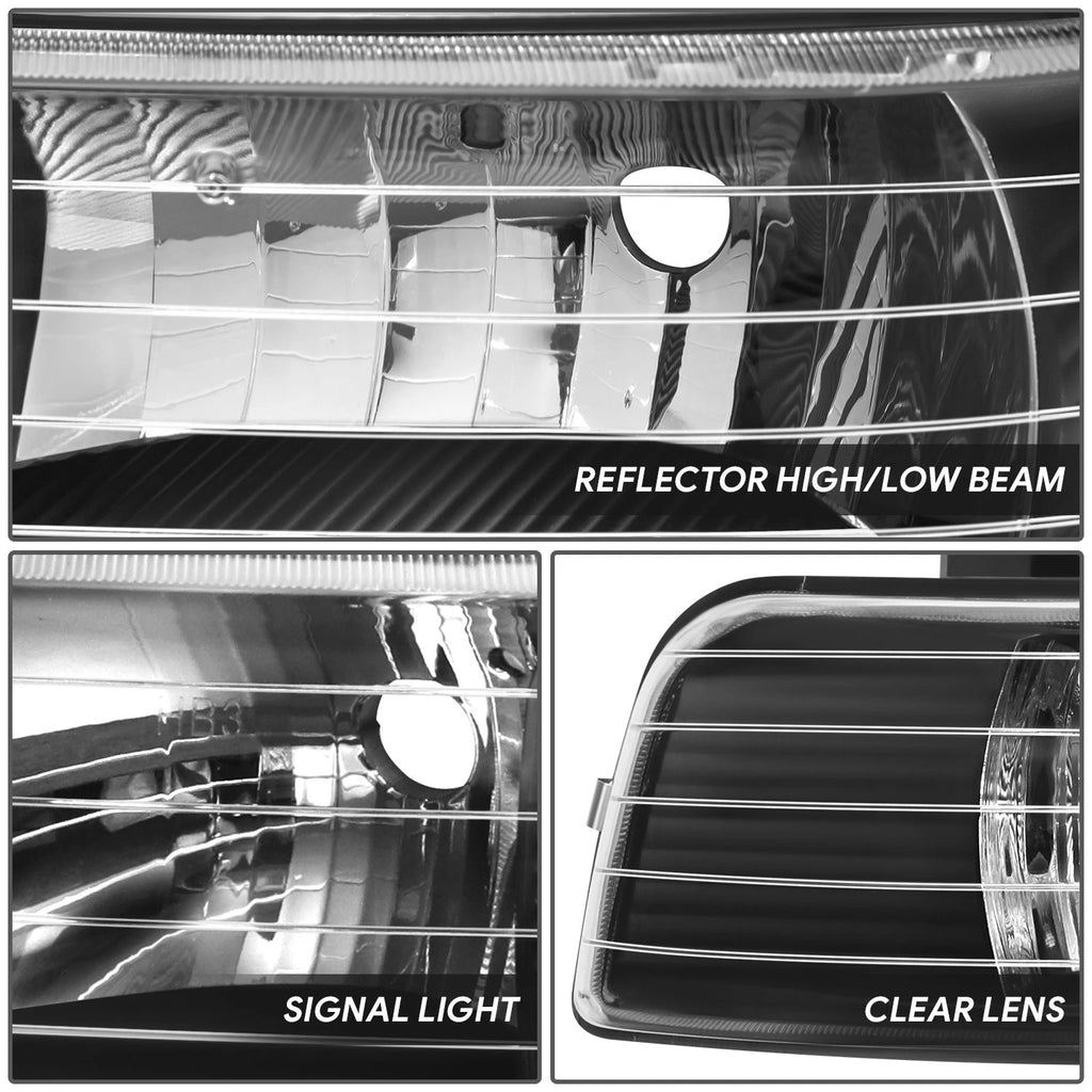 Pair of Headlights for Chevy Silverado (1999–2002) - Black Housing, Clear Lens