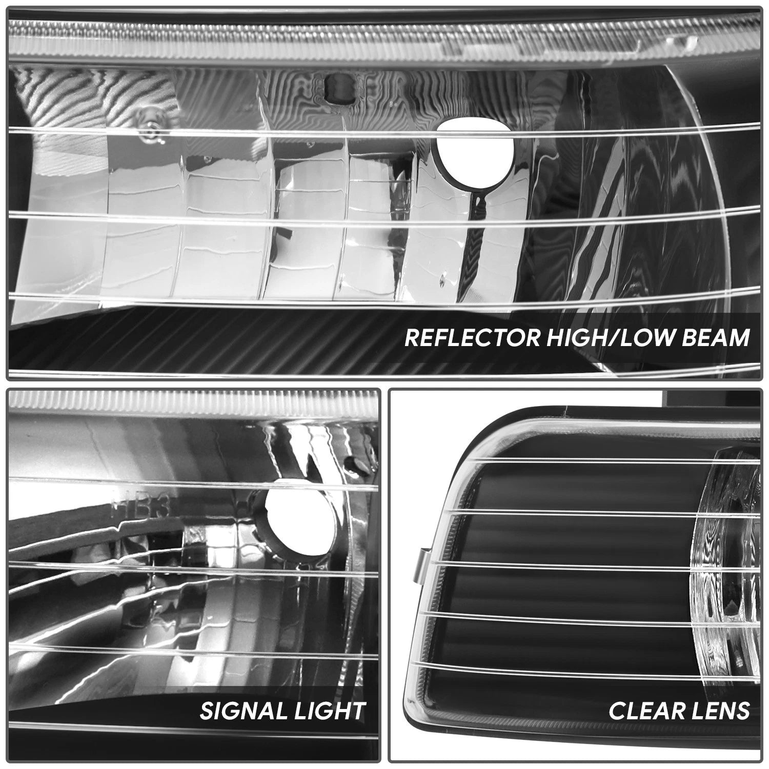 Pair of Headlights for Chevy Silverado (1999–2002) - Black Housing, Clear Lens
