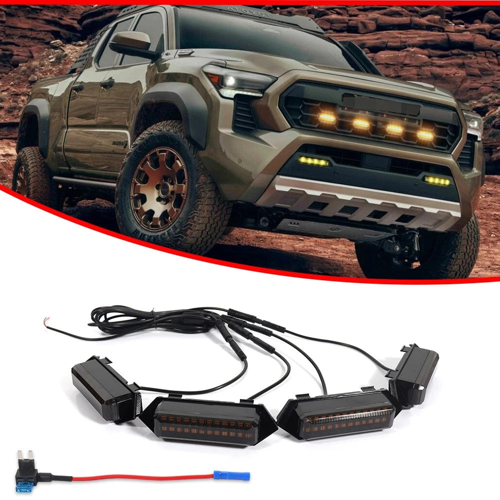 Set of 4 Raptor Style Amber LED Grill Lights for Toyota Tacoma (2024+)