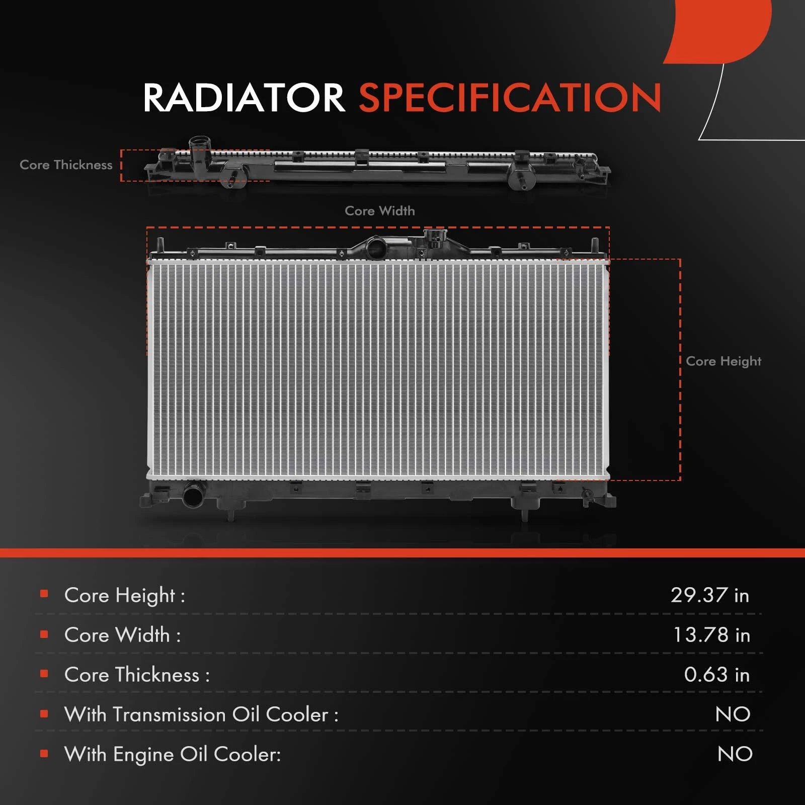 Radiator for Mitsubishi Eclipse (2006-2012) 2.4L Automatic
