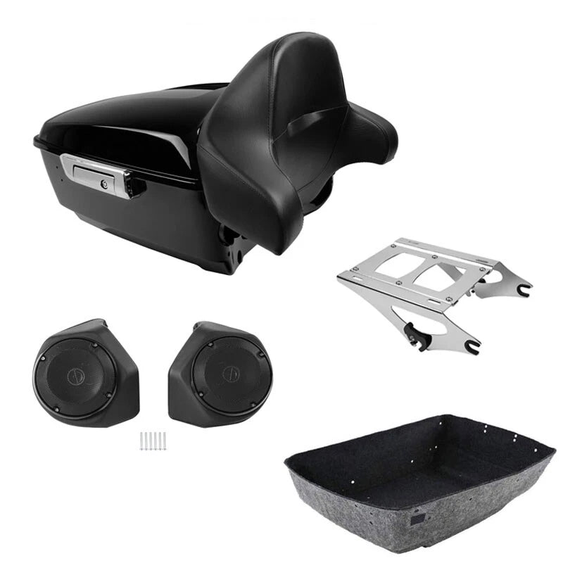 Trunk Backrest Pad Speaker Mount Rack for Harley Electra Glide (2014–2026)