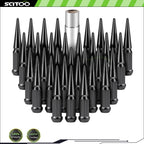 32 Pcs Black Spike Lug Nuts 14x1.5mm for Chevrolet Ford GMC (Fits All)
