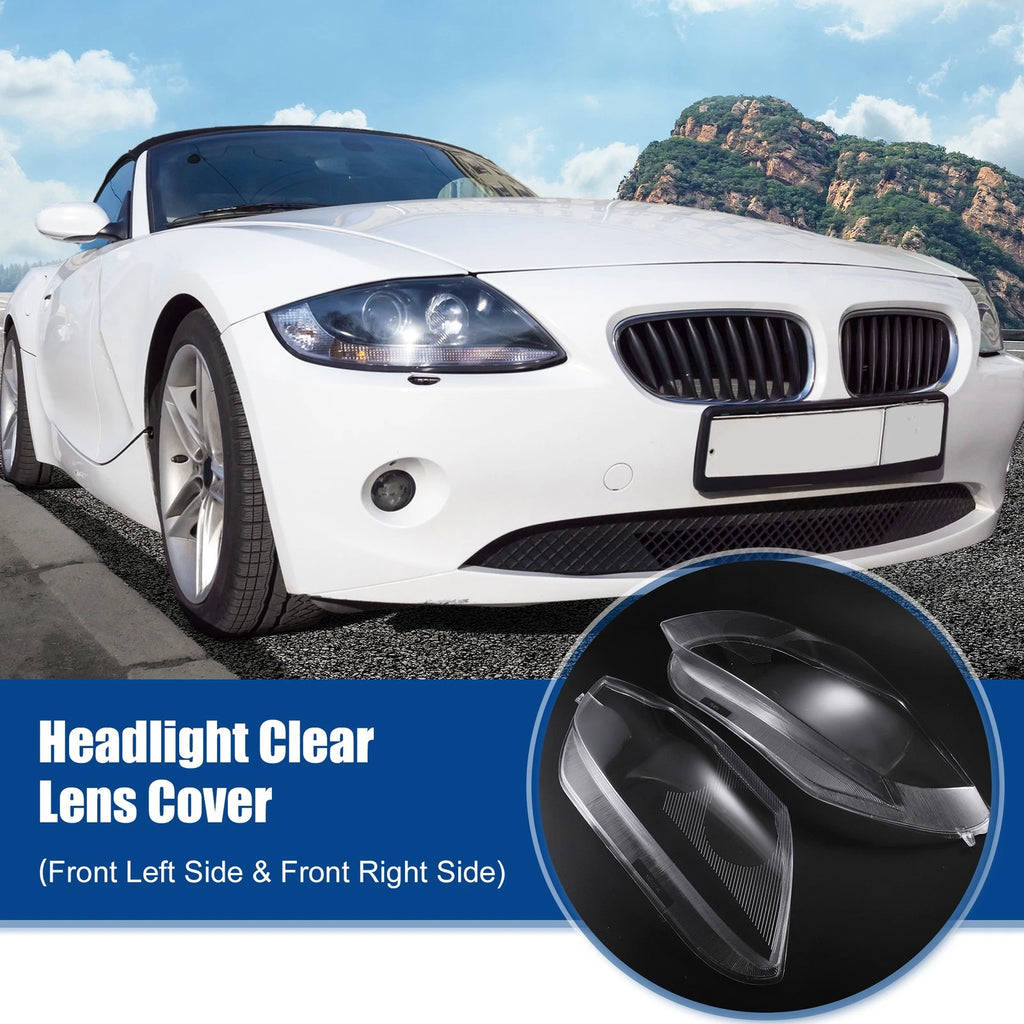 Pair Headlight Clear Lens Shell Cover for BMW Z4 (2003–2008) No. 63127165714