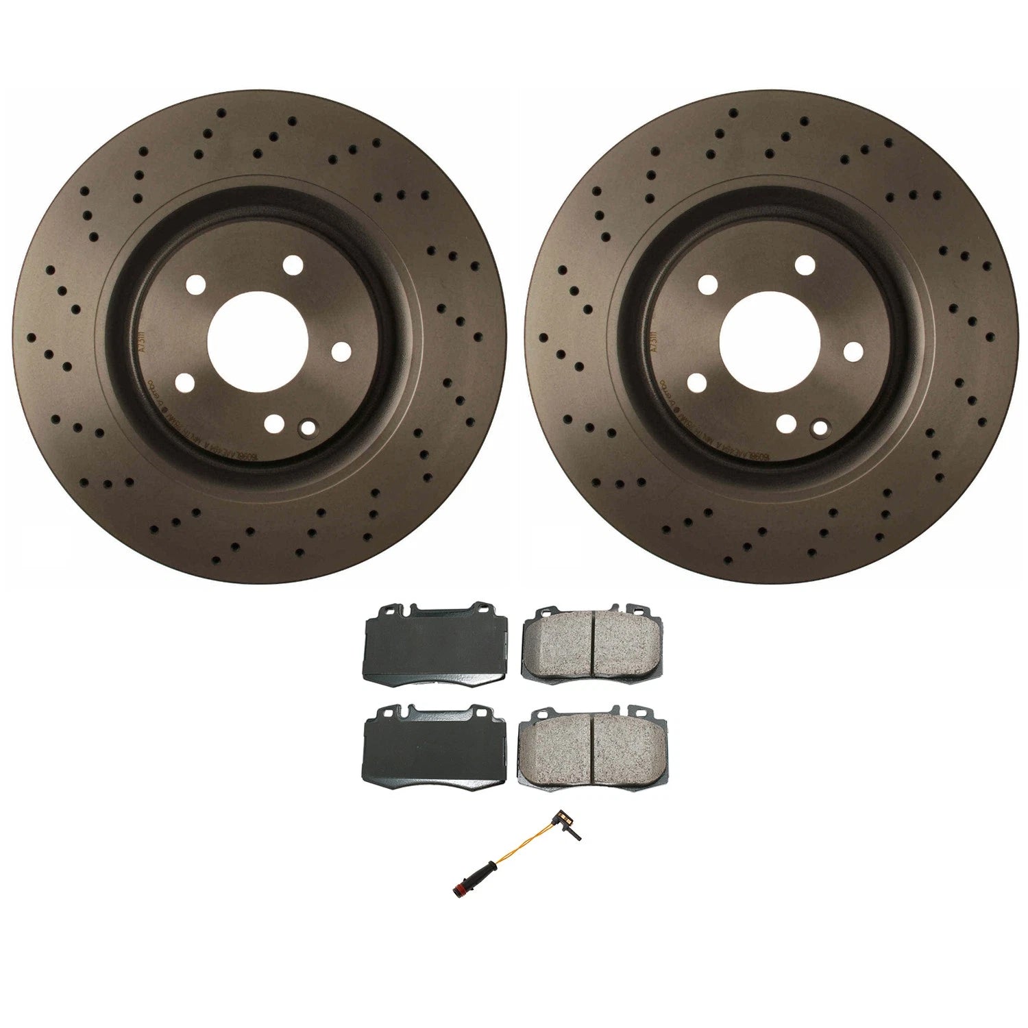 Front Rotors & Akebono Euro Ceramic Brake Pads for Mercedes W203 C32 AMG (2001–2007)