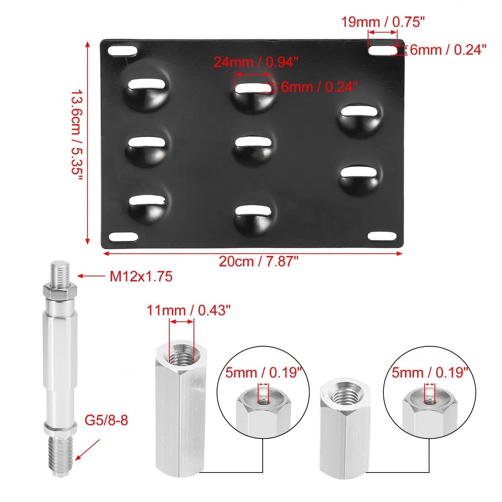 Tow Hook License Plate Mount Bracket Set for Ford 