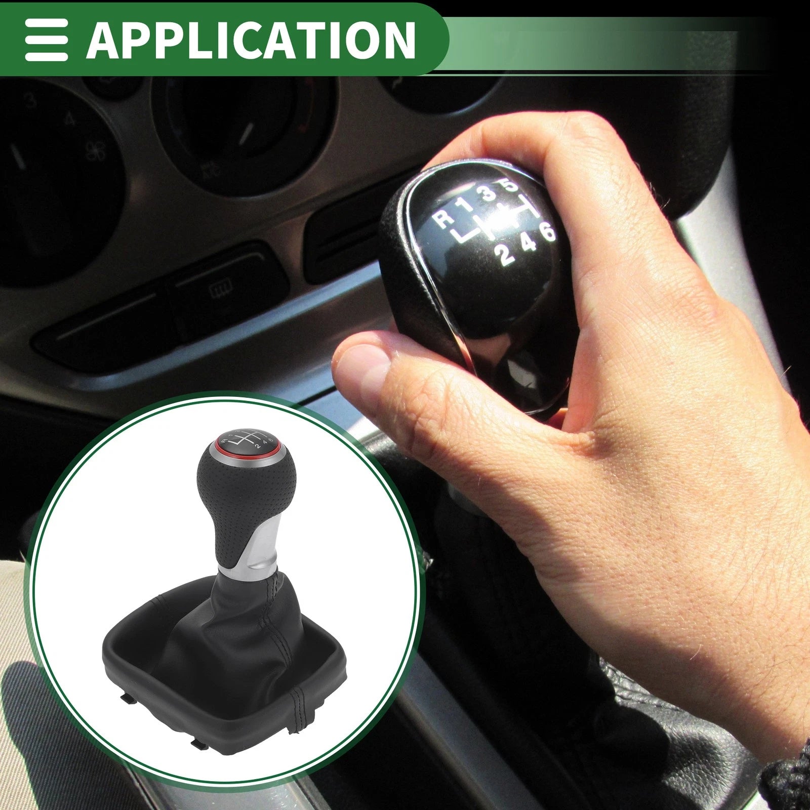 6-Speed Gear Shift Knob with Cover for Audi A3 (2013–2020) Matte Red Black