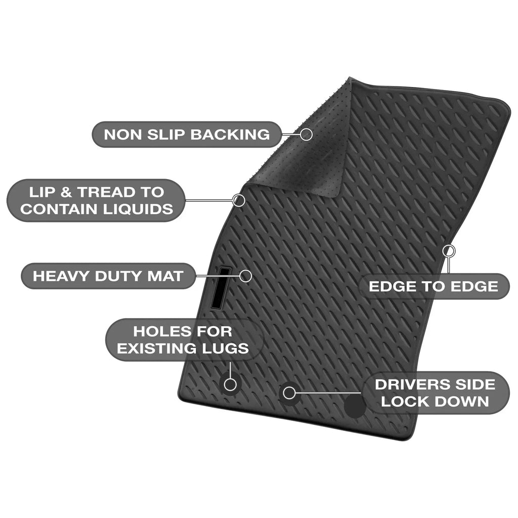 Full Set Custom Fit Moulded Rubber Floor Mats for Navara D23 NP300 Dual Cab