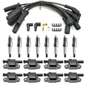 Set of 8 Ignition Coils + Iridium Spark Plugs + Wires for GMC Chevy 5.3L 6.0L 6.2L (2000–2023)