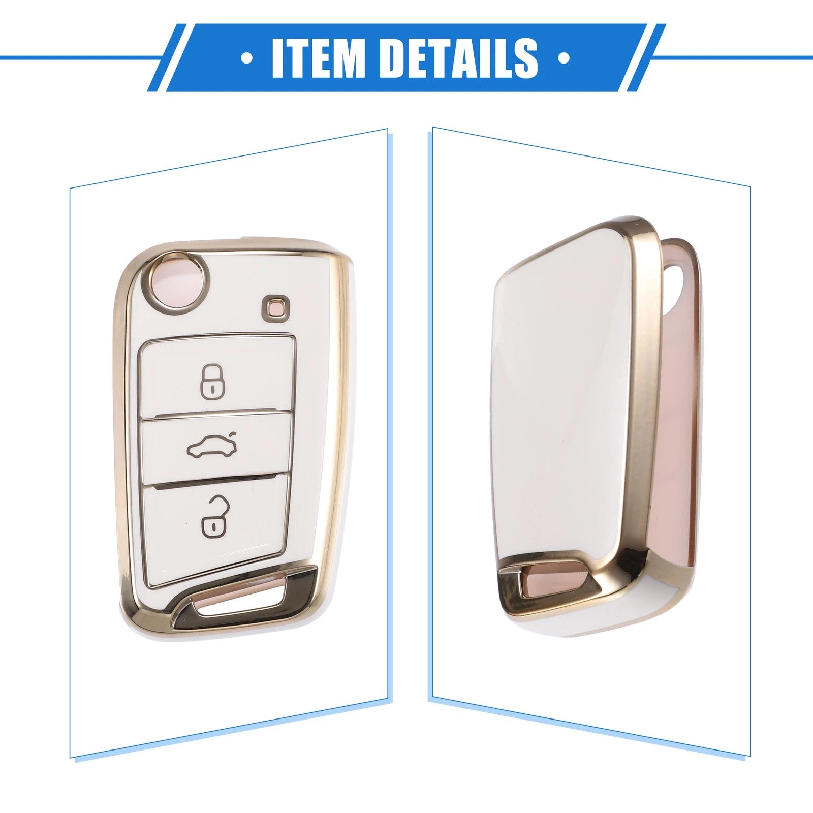3X Remote Key Fob Case Cover for Volkswagen Golf 7 (2013–2020) TPU White